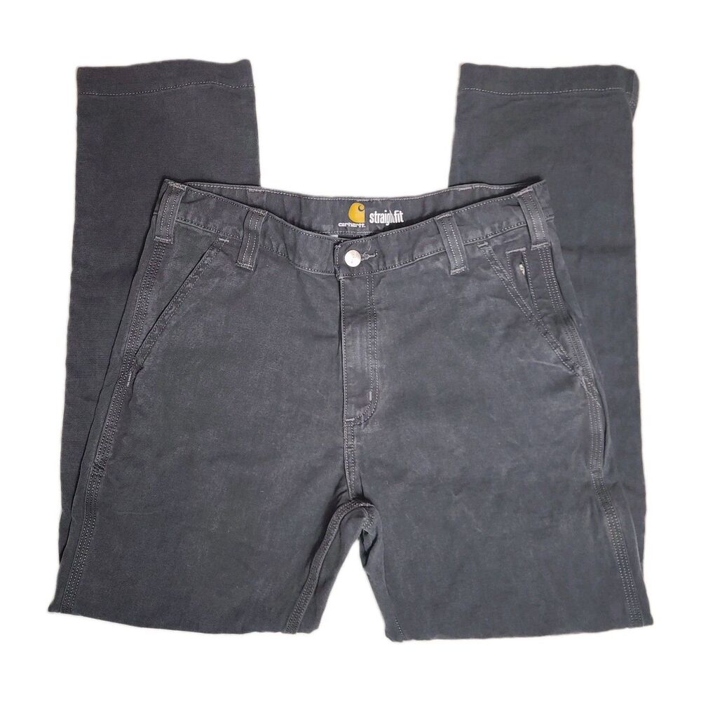 Carhartt Mens Rugged Flex Rigby Straight Fit Work Pants Charcoal Grey Size 34x30